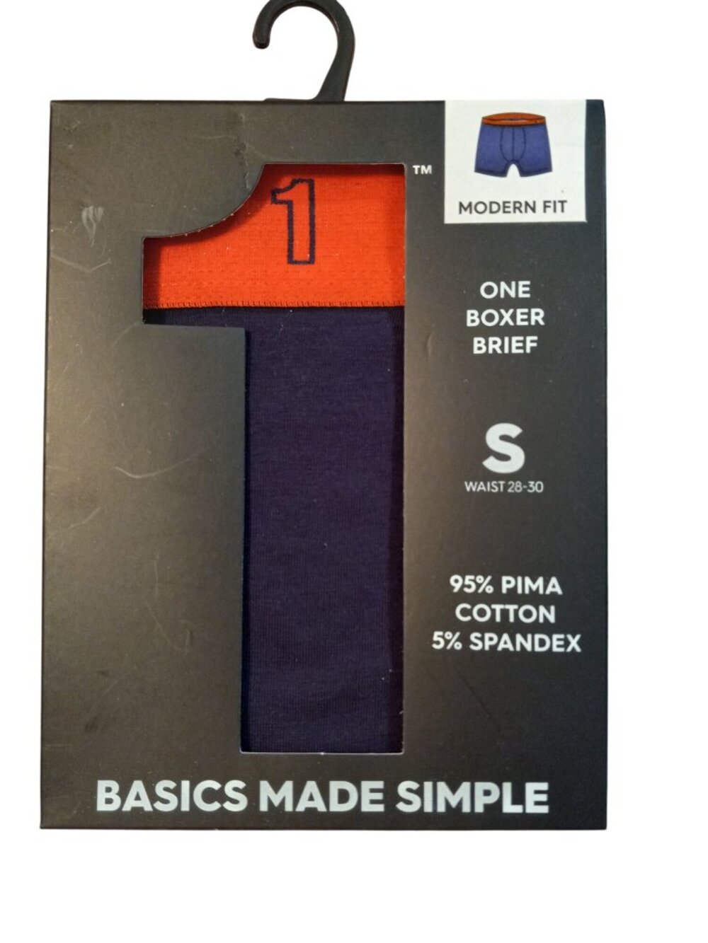 Basics Size S Small Waist 28-30 One Boxer Brief Modern Fit Tag-Free Stretch NEW